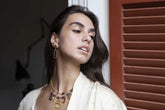Collier double chaine Harmony avec pendentifs et perles